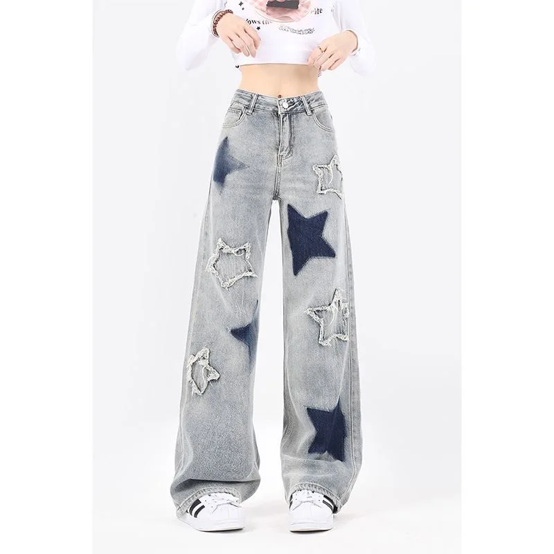 Five-point Star Loose Wide-leg Jeans