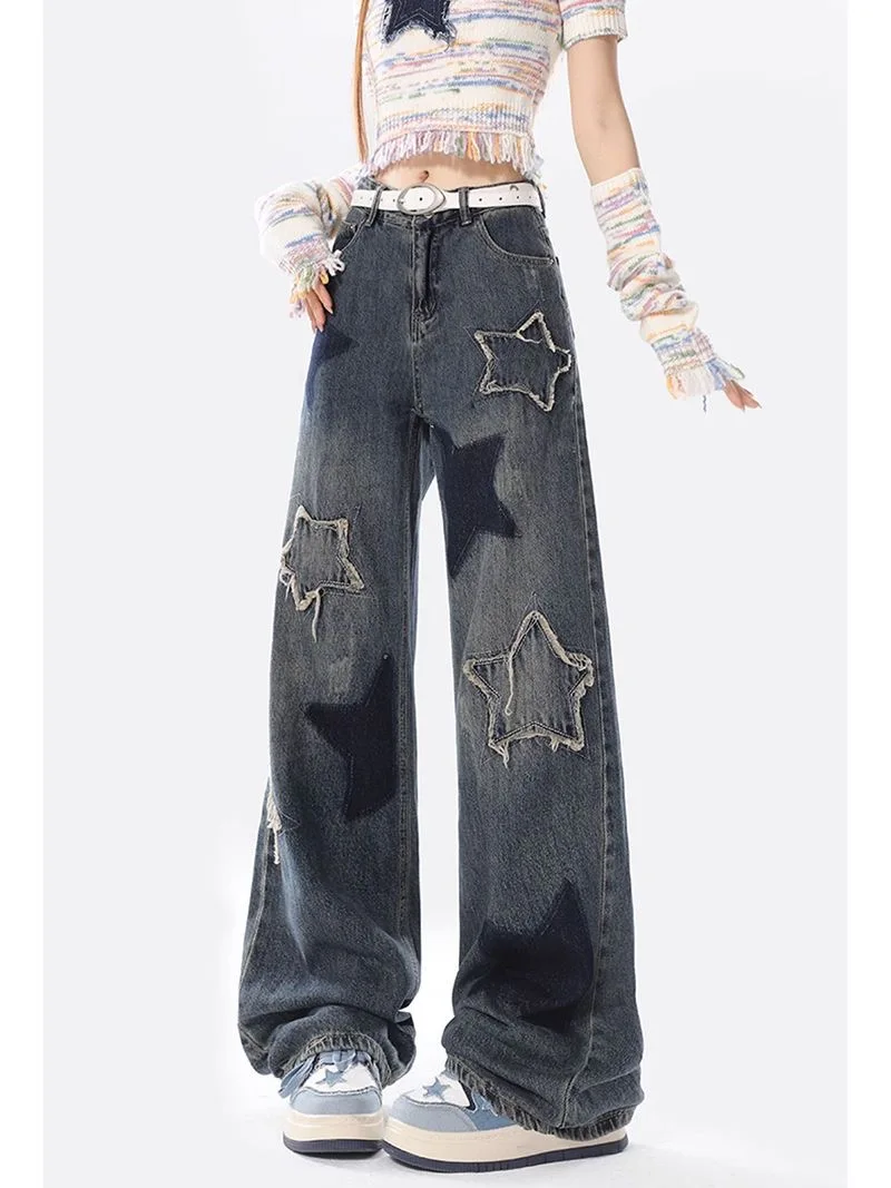 Five-point Star Loose Wide-leg Jeans