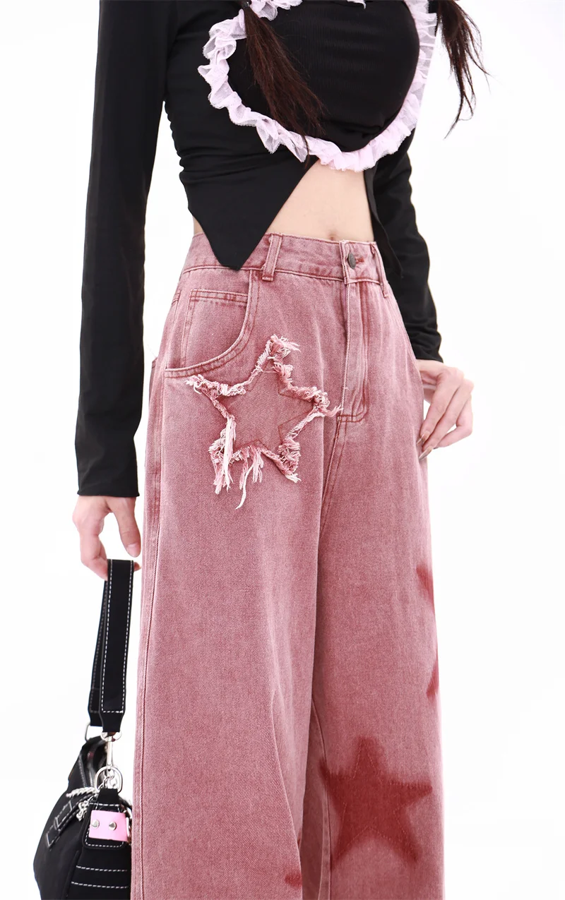 Five-point Star Loose Wide-leg Jeans