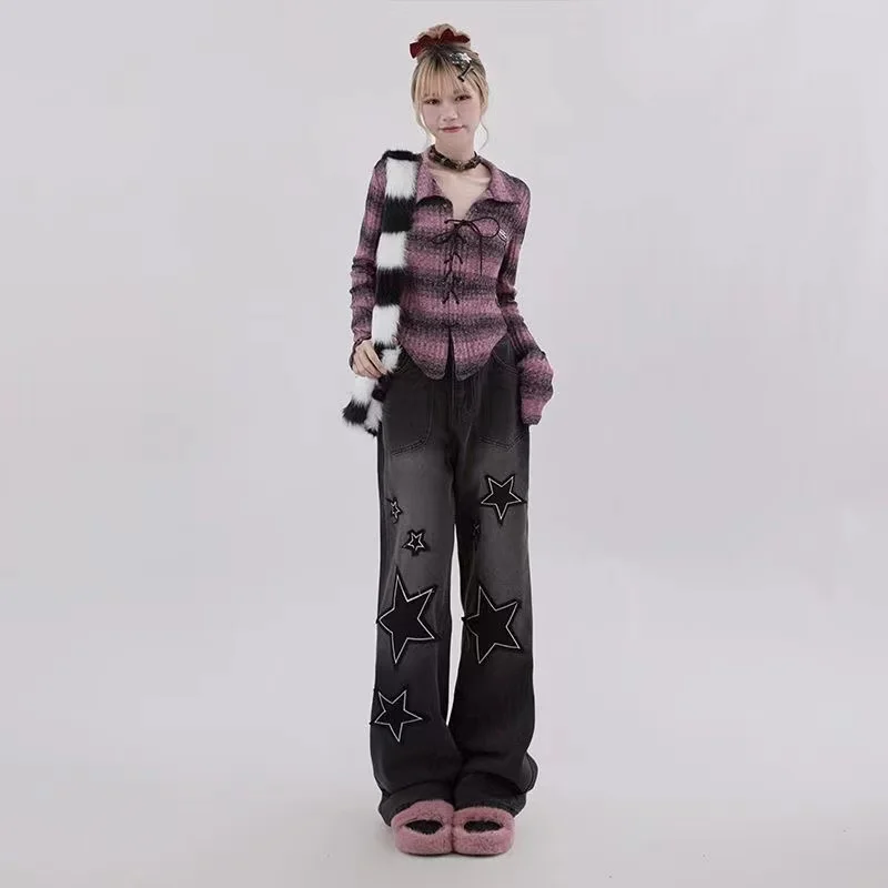 Five-point Star Loose Wide-leg Jeans