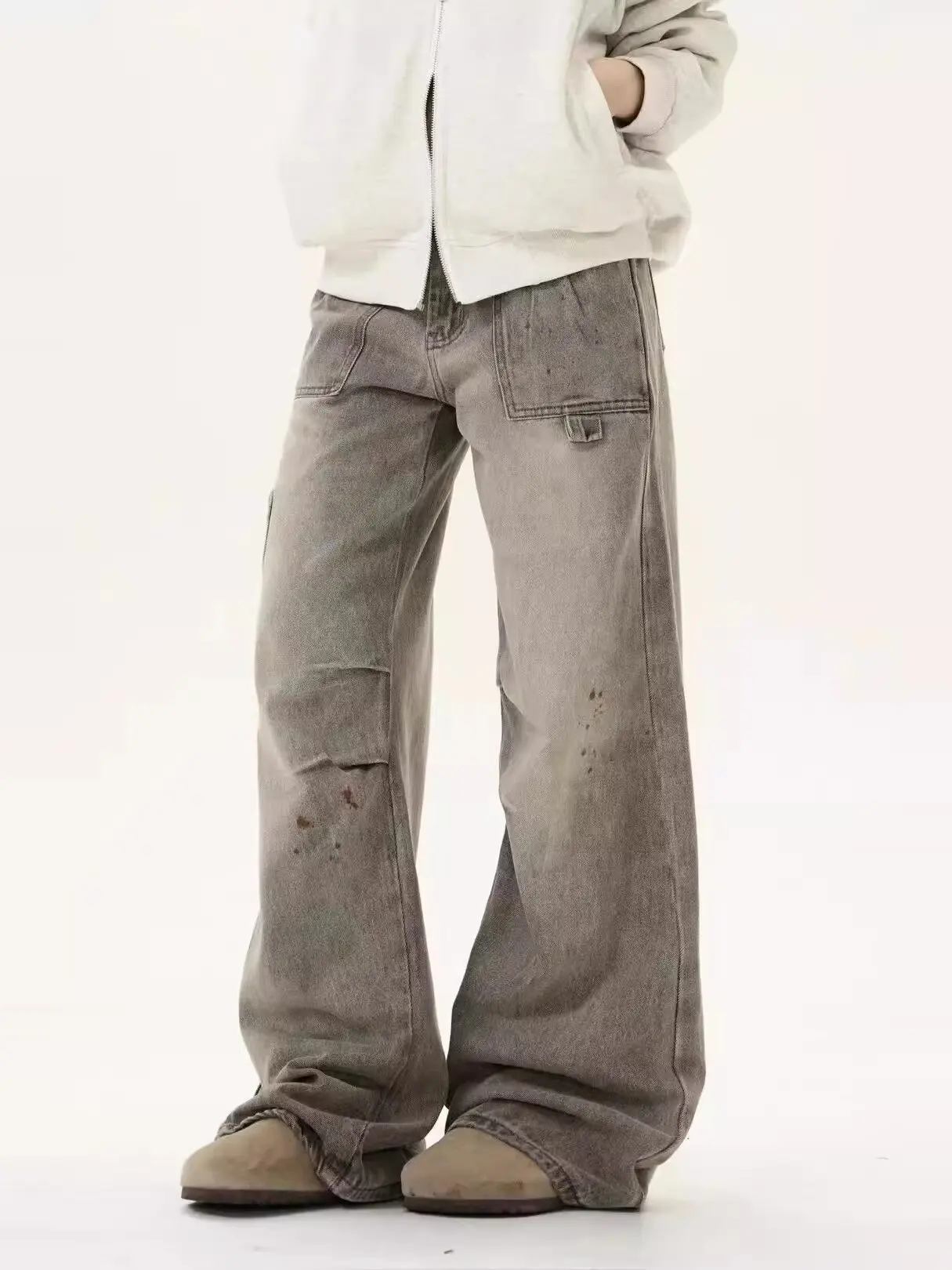 Women's Grey Baggy Jeans