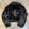 PU Cross Fur Cotton Coat