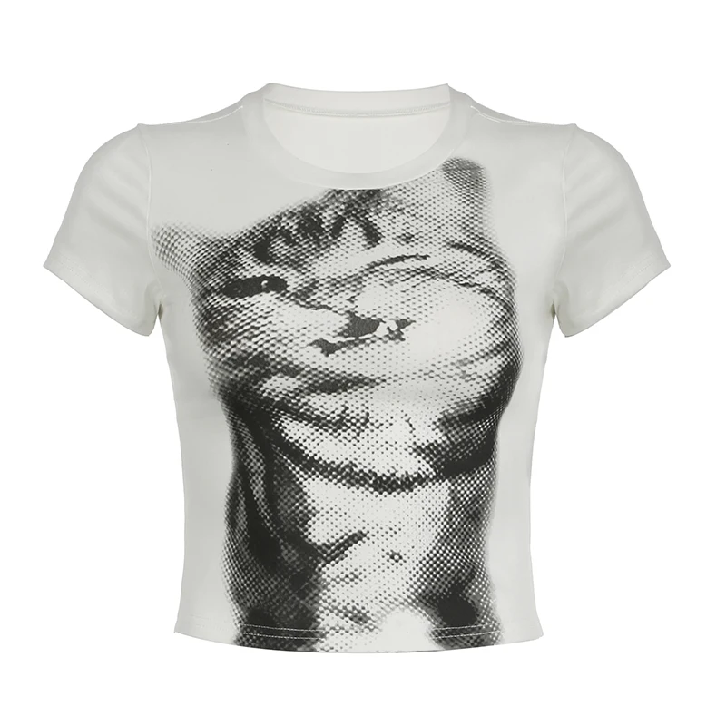 Cate Print Slim-fitting Tees