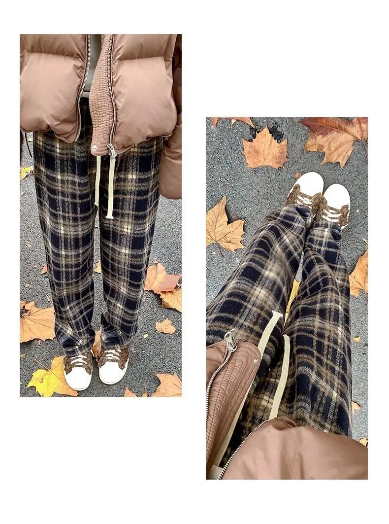 Vintage Warm Red Plaid Pants