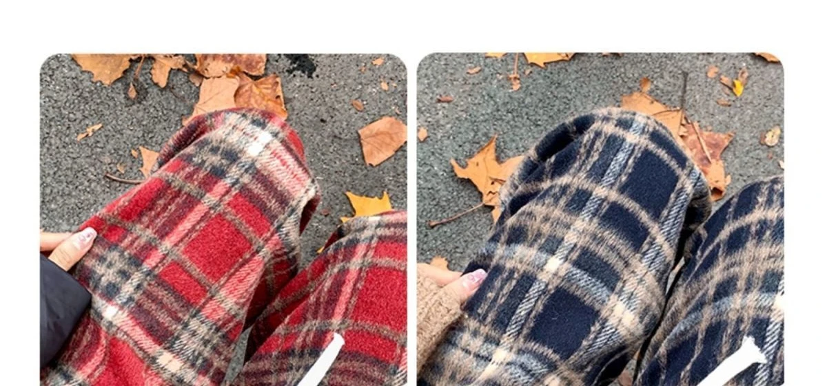 Vintage Warm Red Plaid Pants