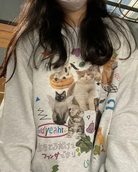 Milk Cat Printed Sweatshirt