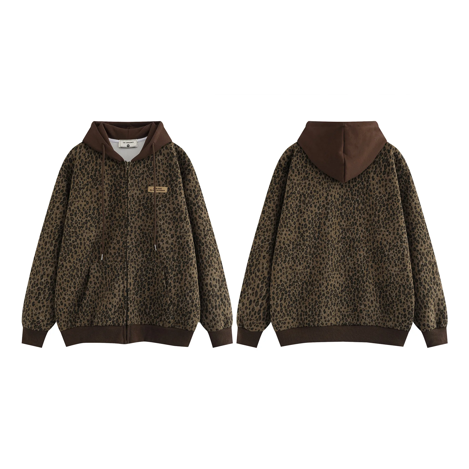 Leopard Zip Up loose Hoodie