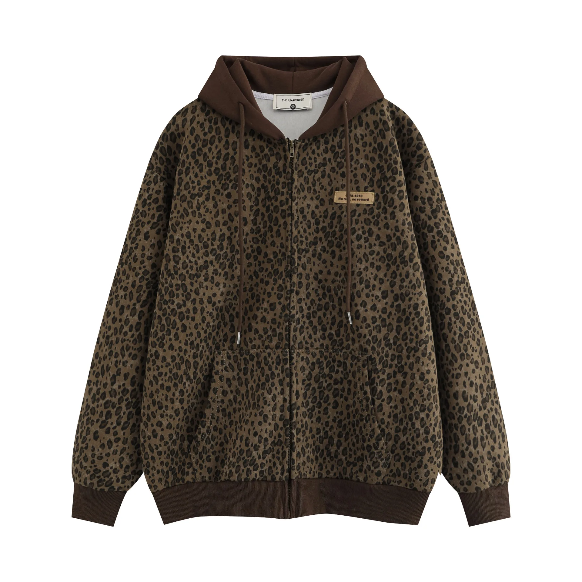 Leopard Zip Up loose Hoodie