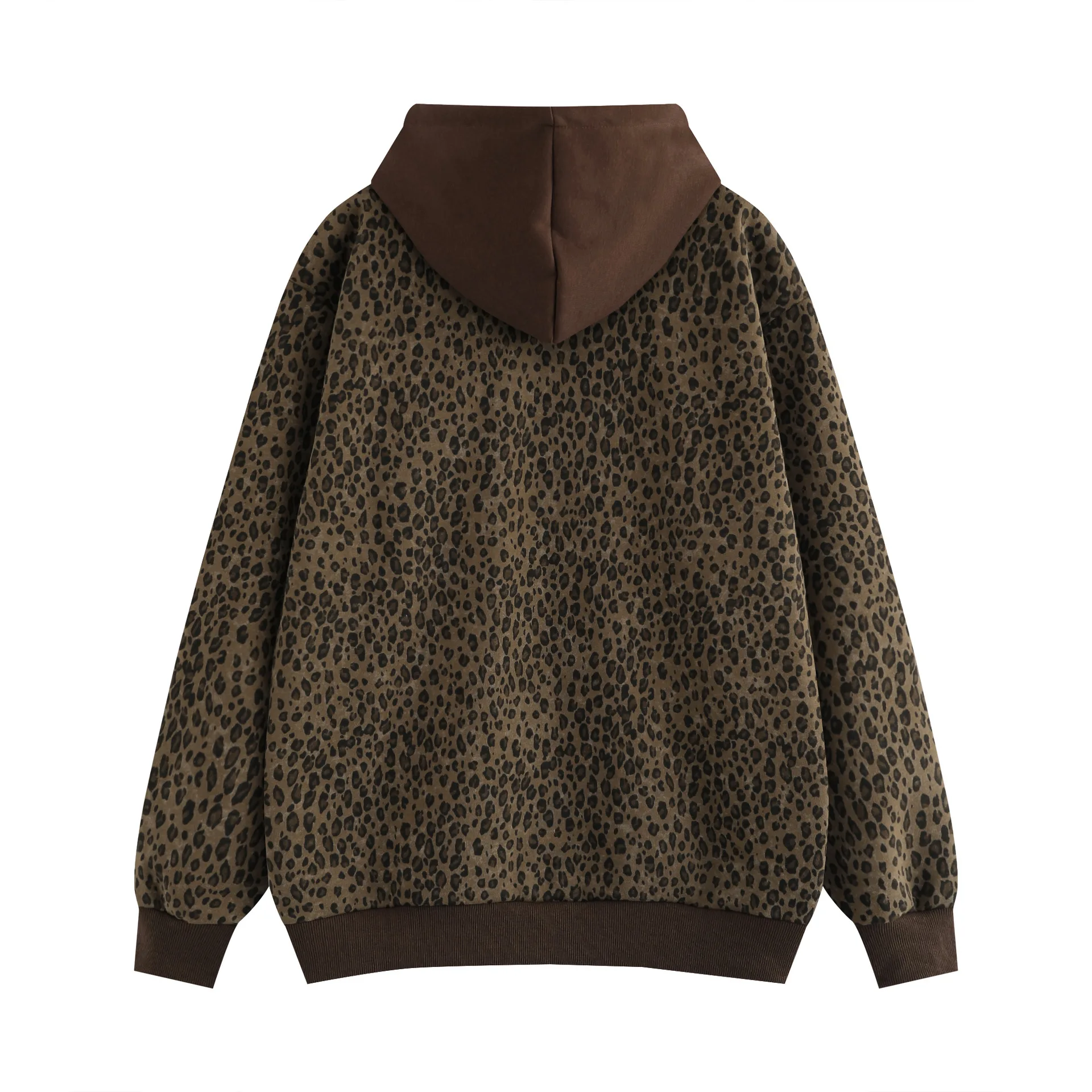Leopard Zip Up loose Hoodie