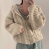 Basic Hooded Knitted Cardigan Hoodies & Sweatshirts Outerwear Sweaters