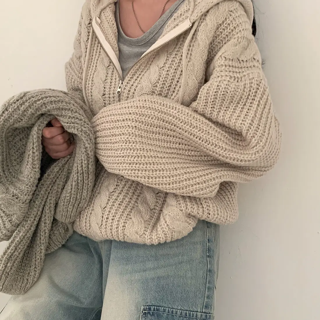 Basic Hooded Knitted Cardigan