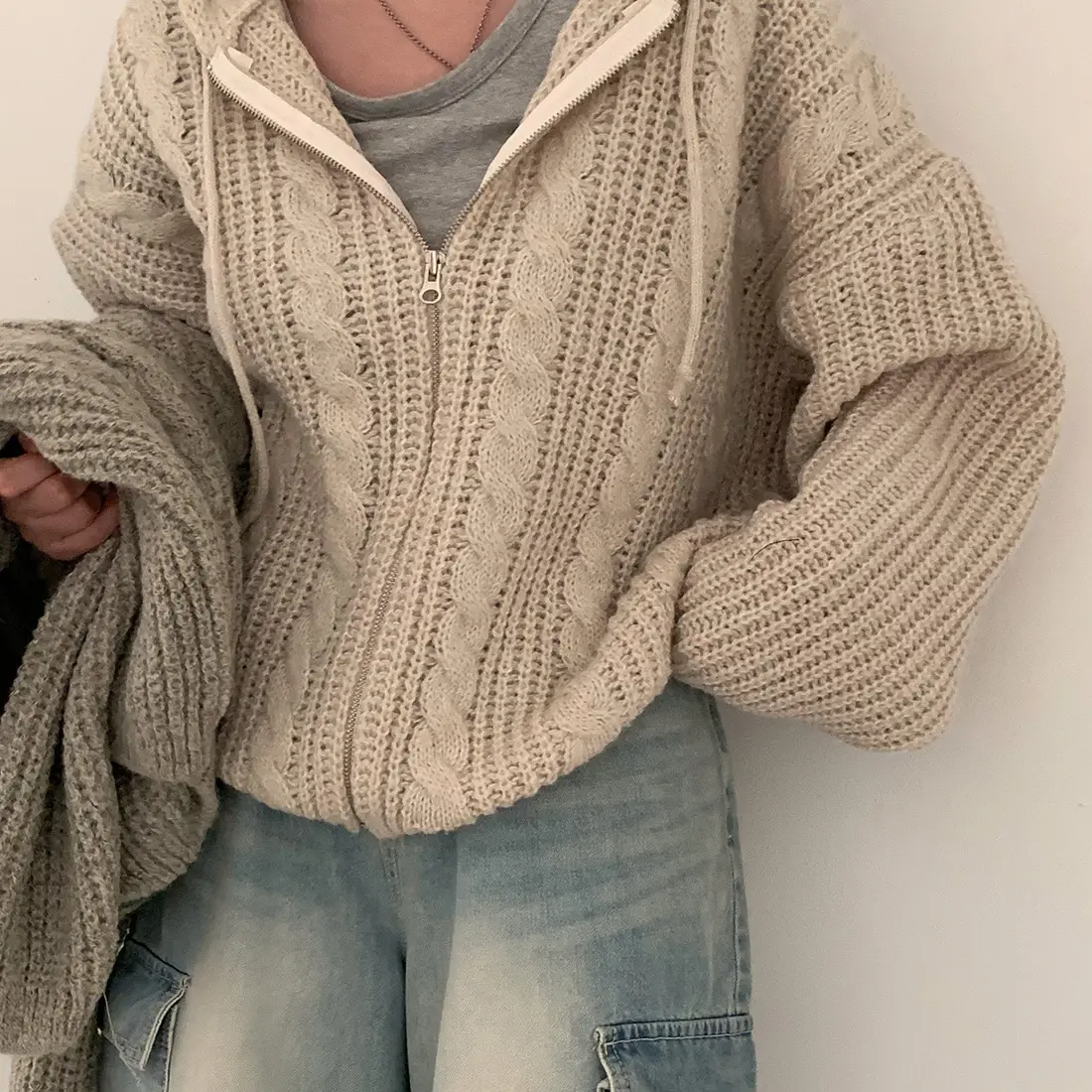Basic Hooded Knitted Cardigan