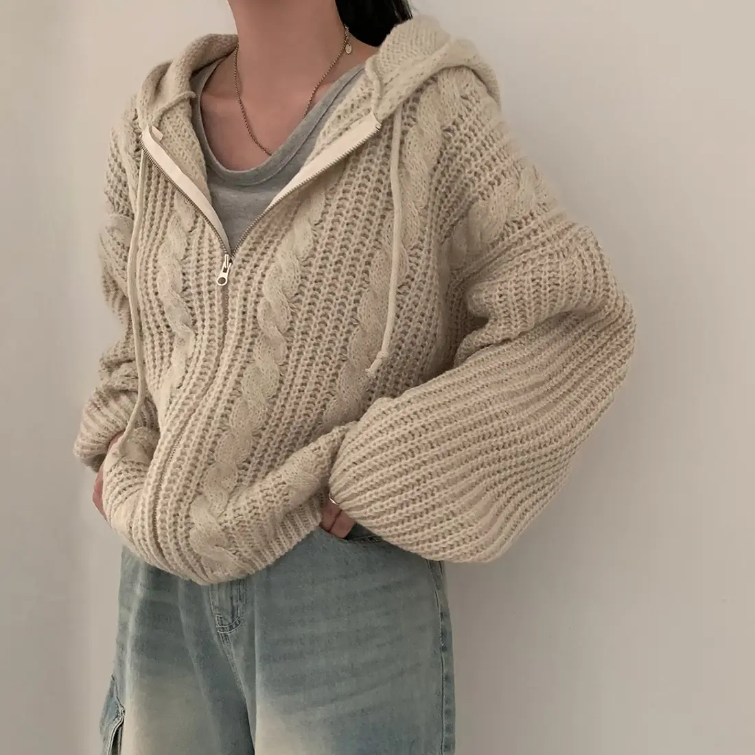 Basic Hooded Knitted Cardigan