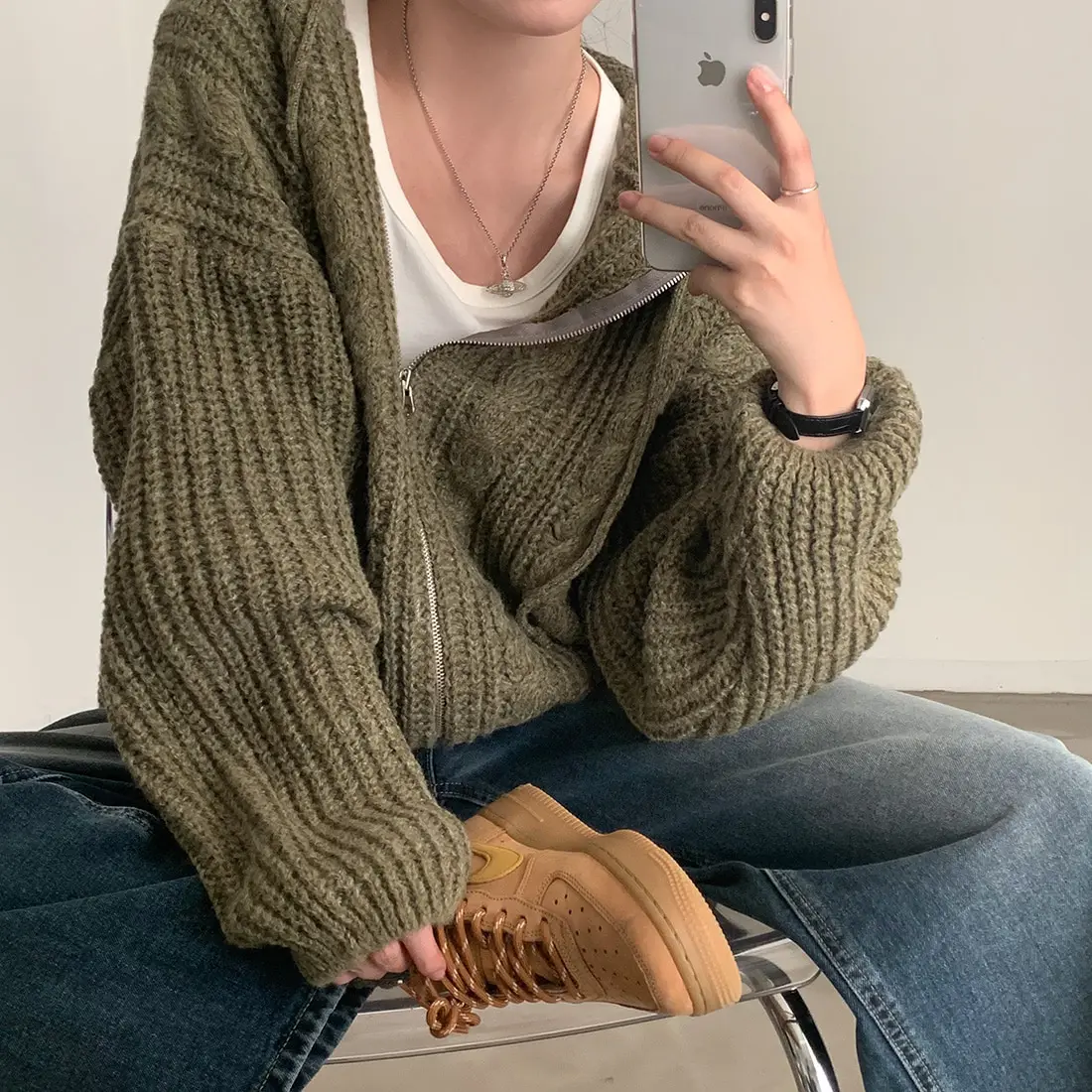 Basic Hooded Knitted Cardigan