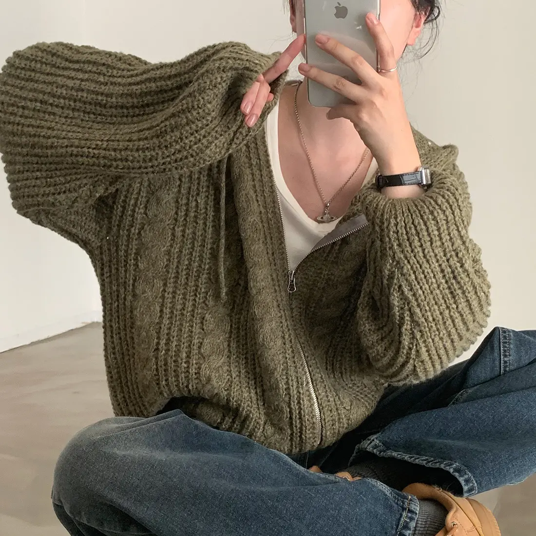 Basic Hooded Knitted Cardigan