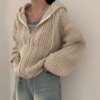 Basic Hooded Knitted Cardigan Hoodies & Sweatshirts Outerwear Sweaters