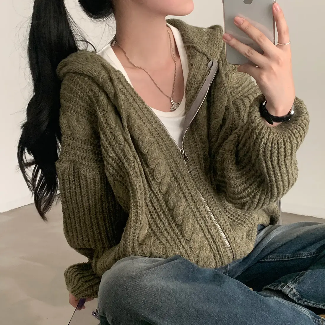 Basic Hooded Knitted Cardigan