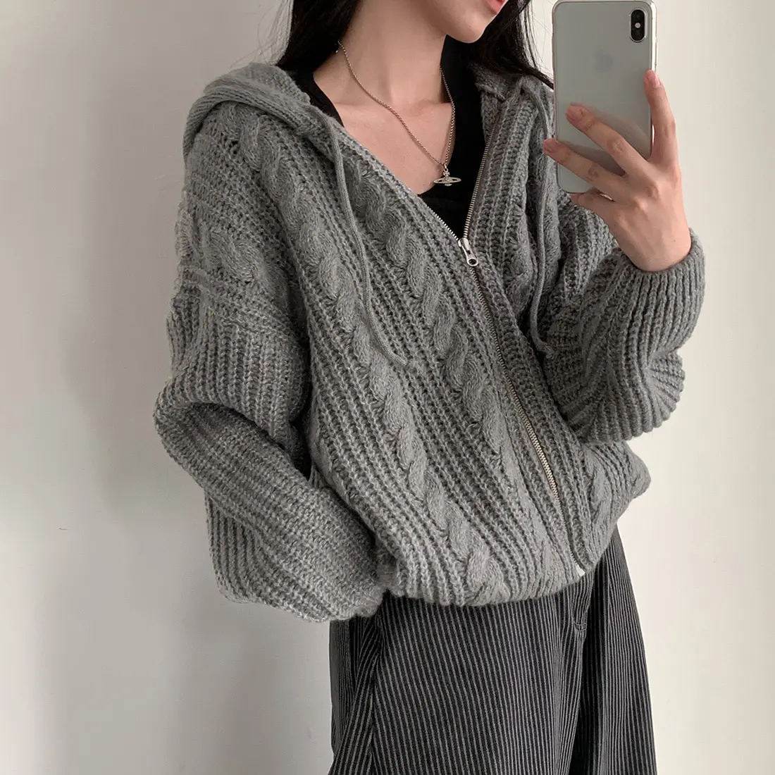 Basic Hooded Knitted Cardigan