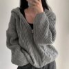 Basic Hooded Knitted Cardigan Hoodies & Sweatshirts Outerwear Sweaters