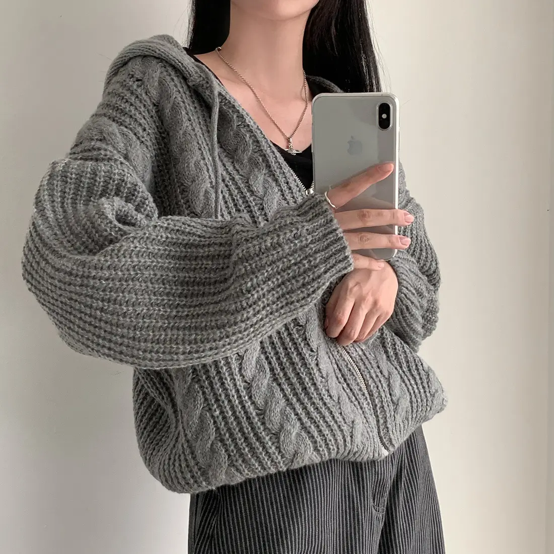 Basic Hooded Knitted Cardigan