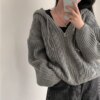 Basic Hooded Knitted Cardigan Hoodies & Sweatshirts Outerwear Sweaters