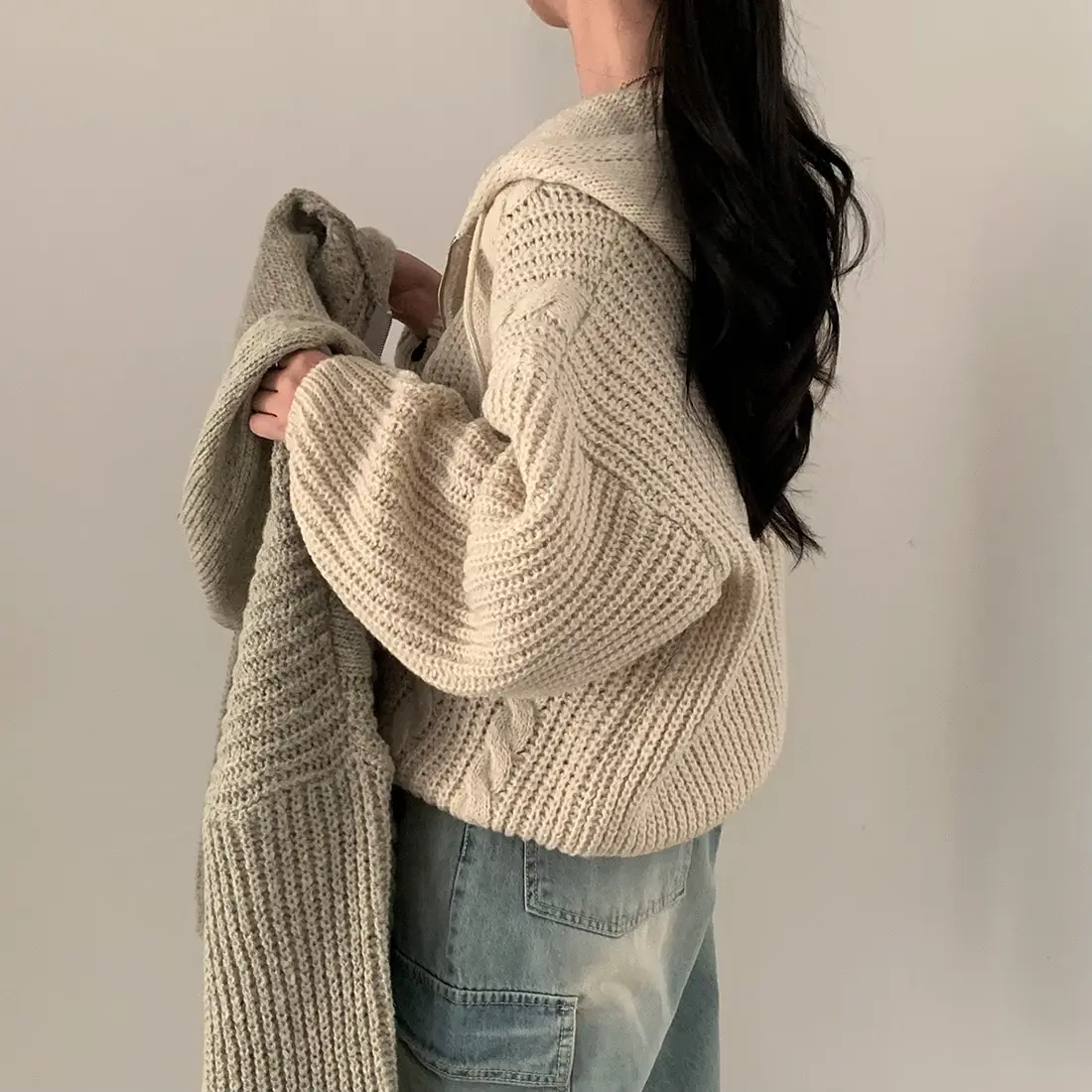 Basic Hooded Knitted Cardigan