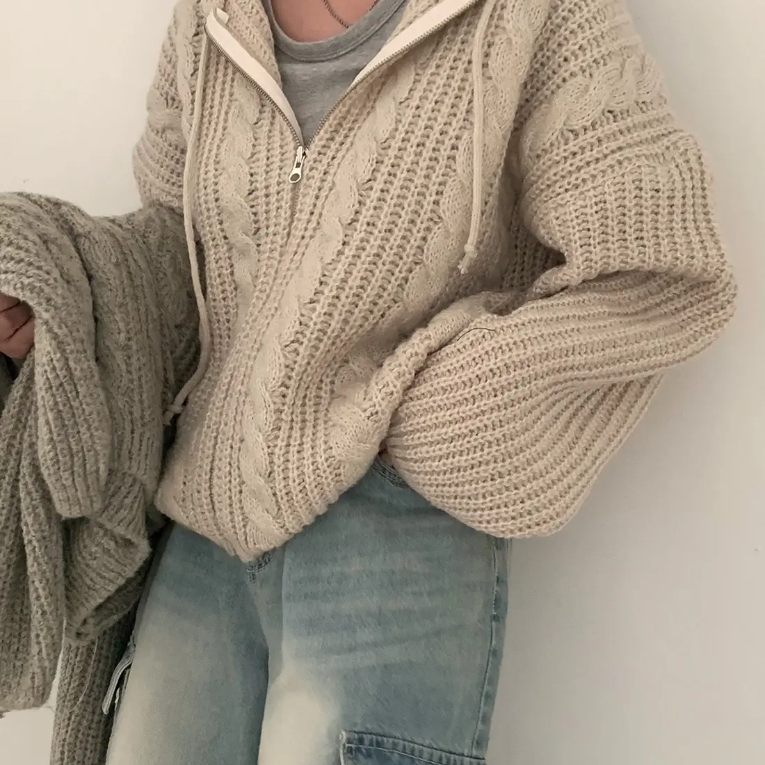 Basic Hooded Knitted Cardigan