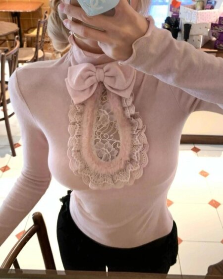 Bow Solid Long Sleeve Tees Tops Blouses & Shirts Hoodies & Sweatshirts Outerwear TOPS