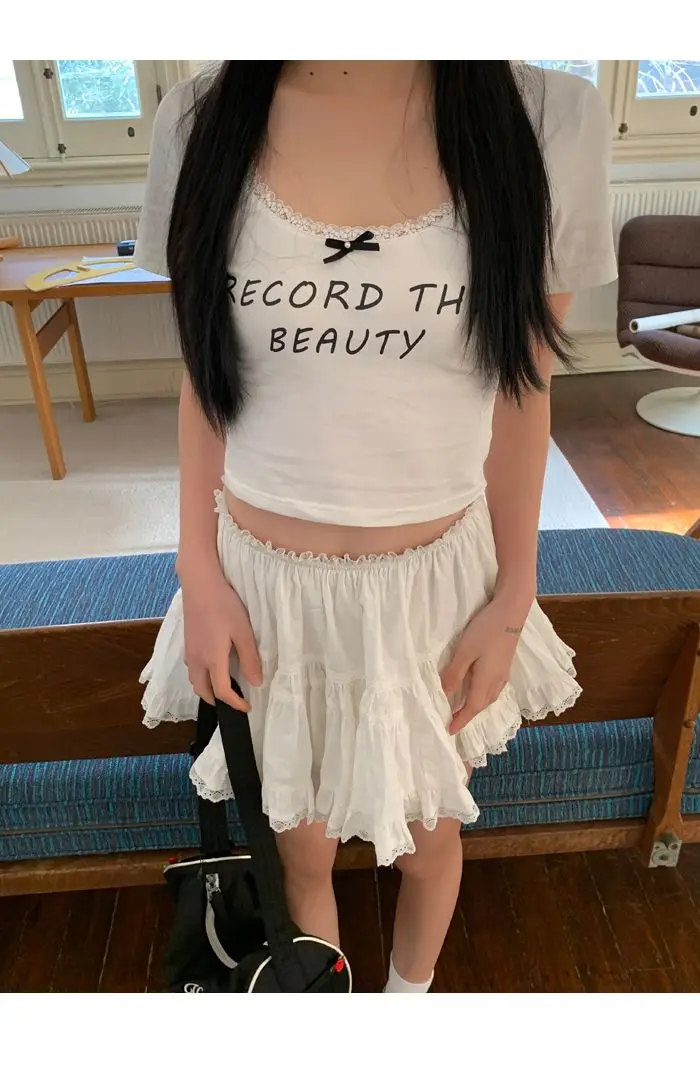 Coquette White Ruffle Mini Skirt