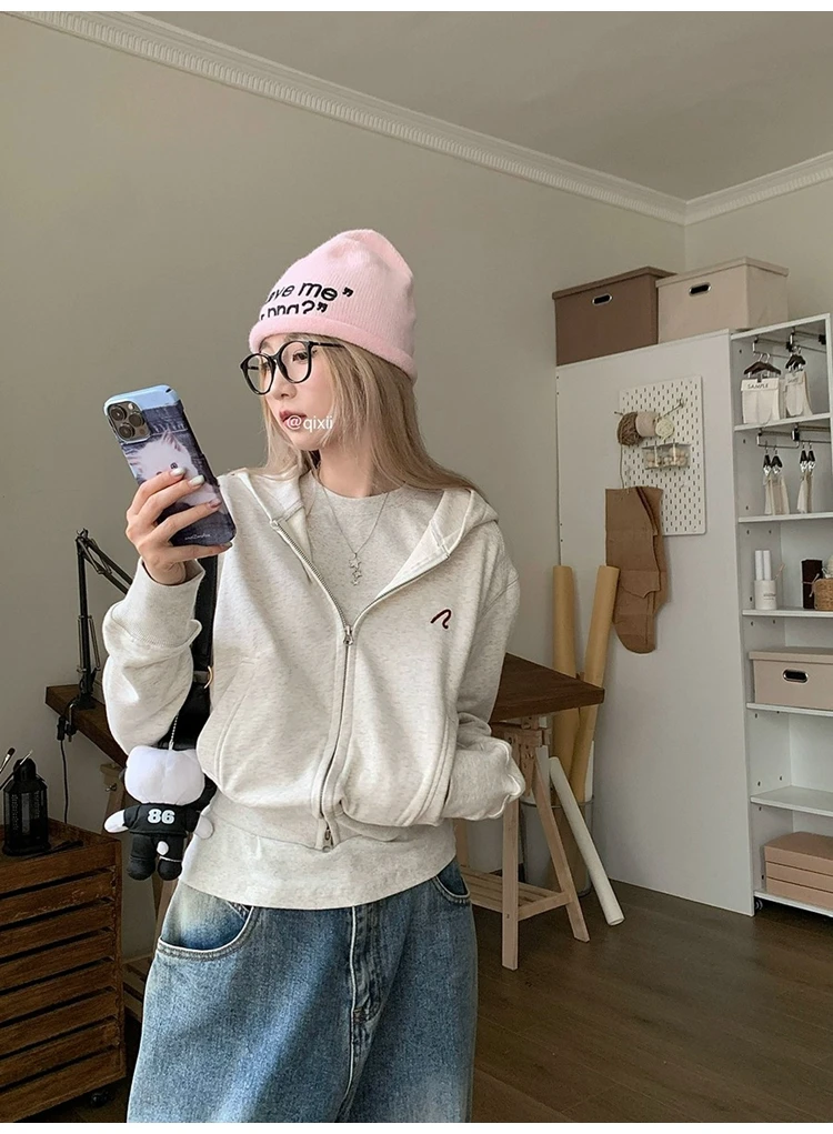 Lettering Zip Hoodie