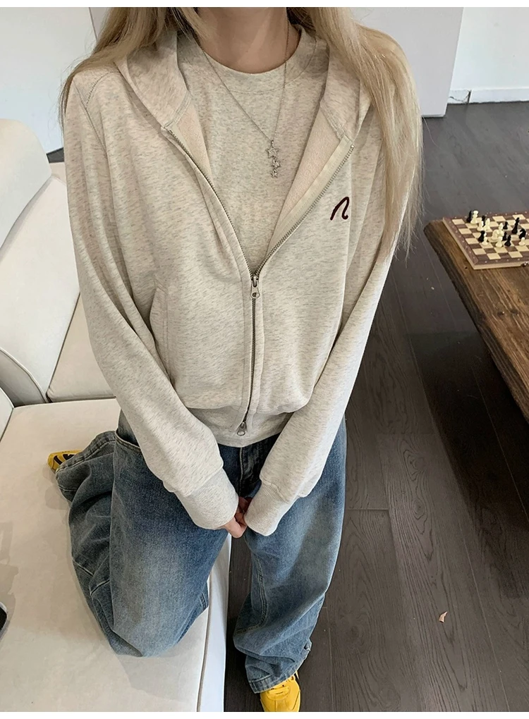 Lettering Zip Hoodie