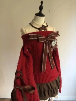 Liz Lisa off the shoulder ribbon sweater and skirt