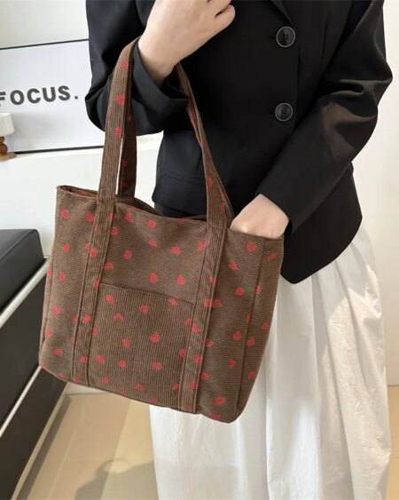 Strawberries Corduroy tote Bag