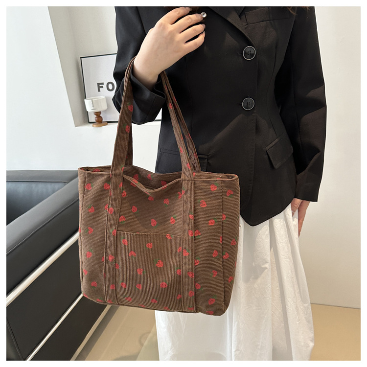 Strawberries Corduroy tote Bag