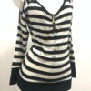 Striped Patchwork Zipper V-neck Loose Sweatshirt Hoodies & Sweatshirts Outerwear