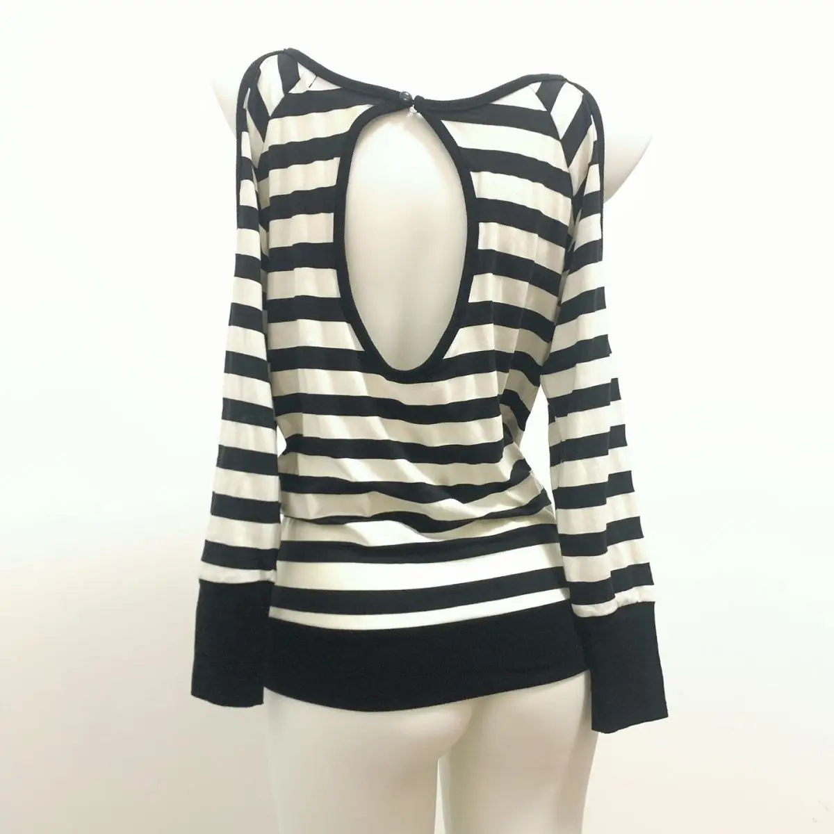 Striped Patchwork Zipper V-neck Loose Sweatshirt
