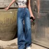Wide Leg Pants Blue Baggy Jeans