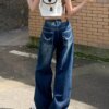 Wide Leg Pants Blue Baggy Jeans
