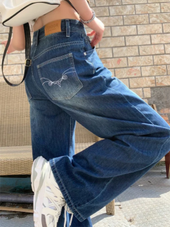 Wide Leg Pants Blue Baggy Jeans