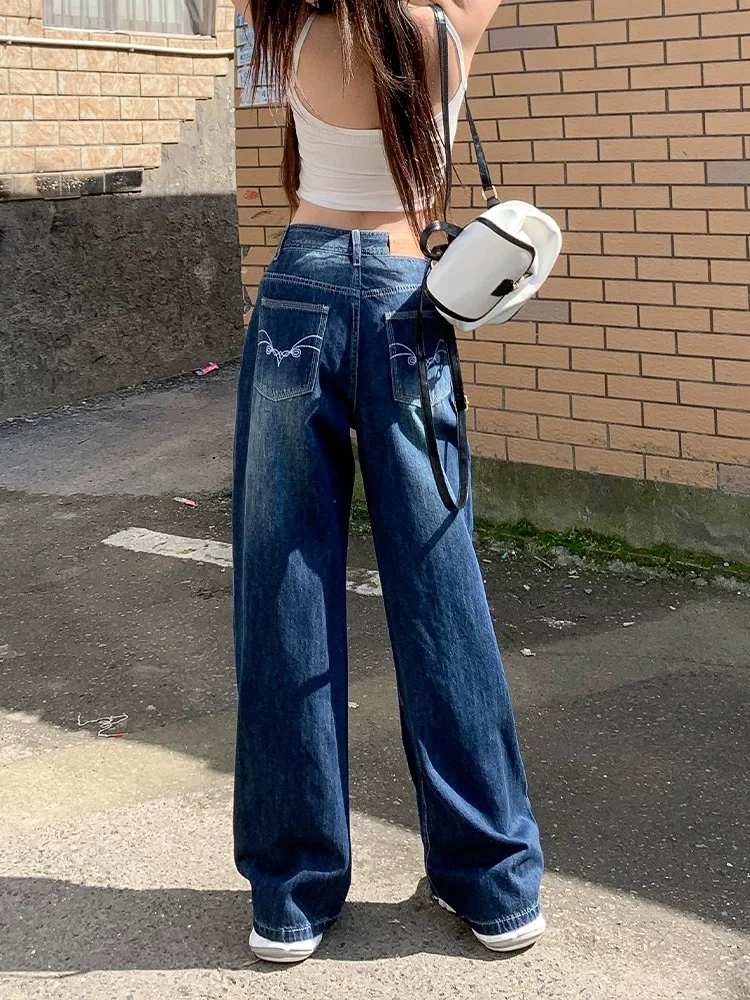 Wide Leg Pants Blue Baggy Jeans