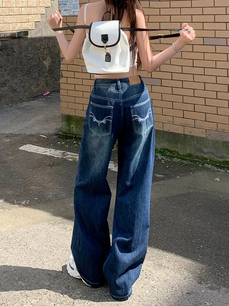 Wide Leg Pants Blue Baggy Jeans