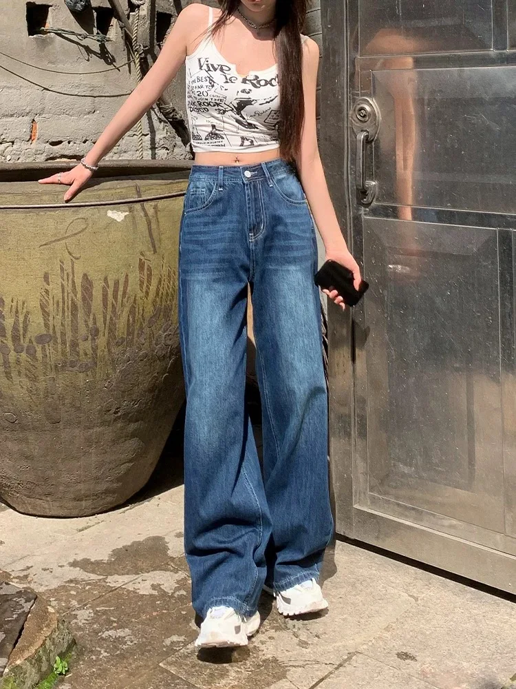 Wide Leg Pants Blue Baggy Jeans