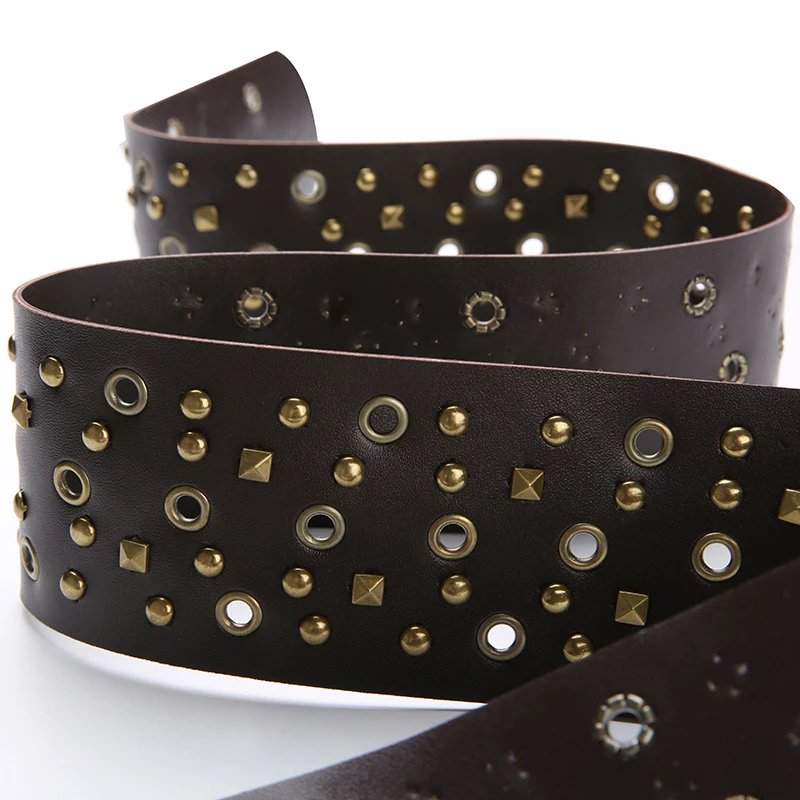 PU Vintage Wide Belt Rivet Pin Buckle Belts PU Vintage Wide Belt Rivet Pin Buckle Belts