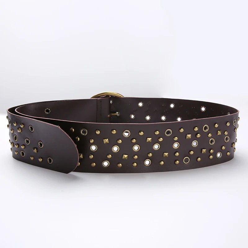 PU Vintage Wide Belt Rivet Pin Buckle Belts PU Vintage Wide Belt Rivet Pin Buckle Belts