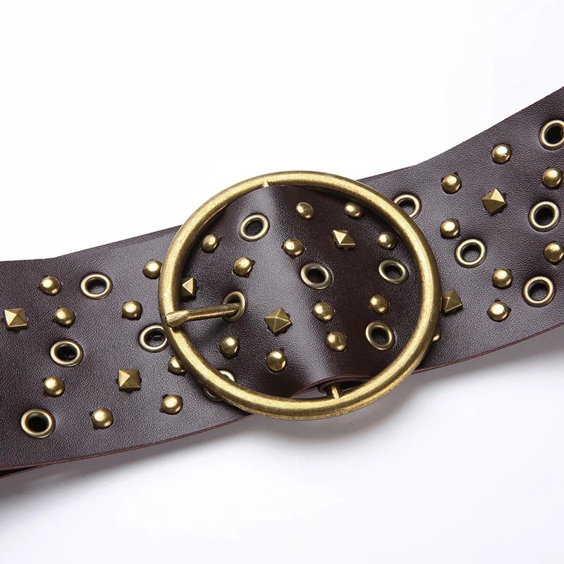 PU Vintage Wide Belt Rivet Pin Buckle Belts PU Vintage Wide Belt Rivet Pin Buckle Belts