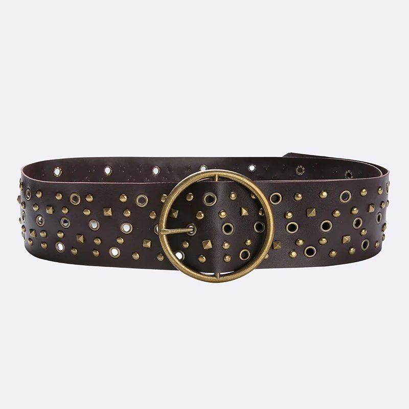 PU Vintage Wide Belt Rivet Pin Buckle Belts PU Vintage Wide Belt Rivet Pin Buckle Belts