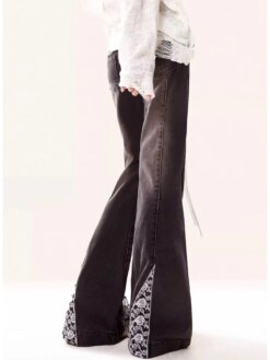Black Gothic Butterfly Flare Jeans