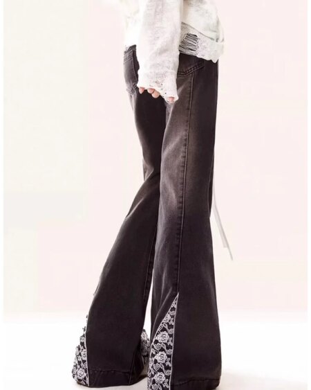 Black Gothic Butterfly Flare Jeans