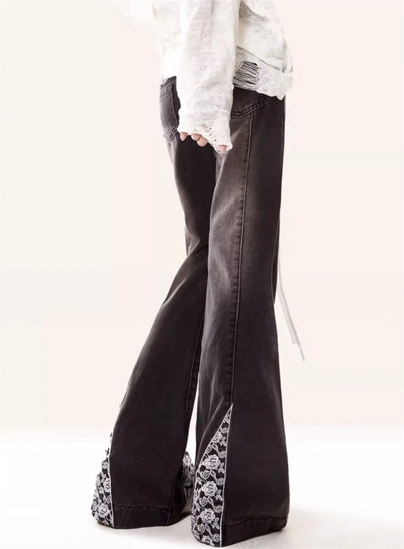 Black Gothic Butterfly Flare Jeans