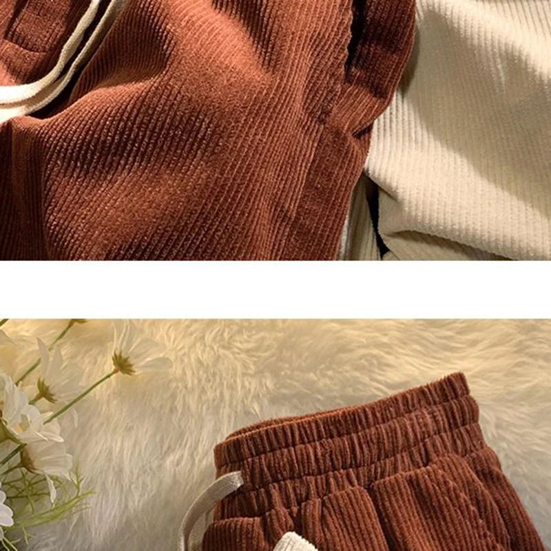 Plaid Hemming Corduroy Pants